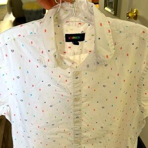Express White Patterned Men's Shirt